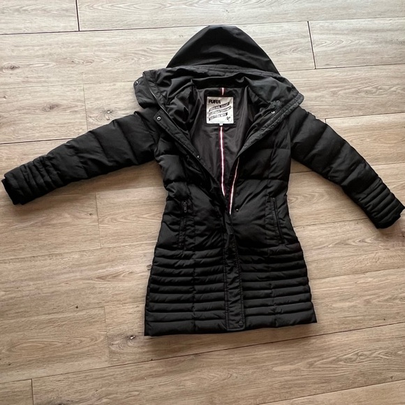 PUFFA THE ORIGINAL DUVET COAT Puffer Mid Length England Black UK 8 S - Picture 1 of 12